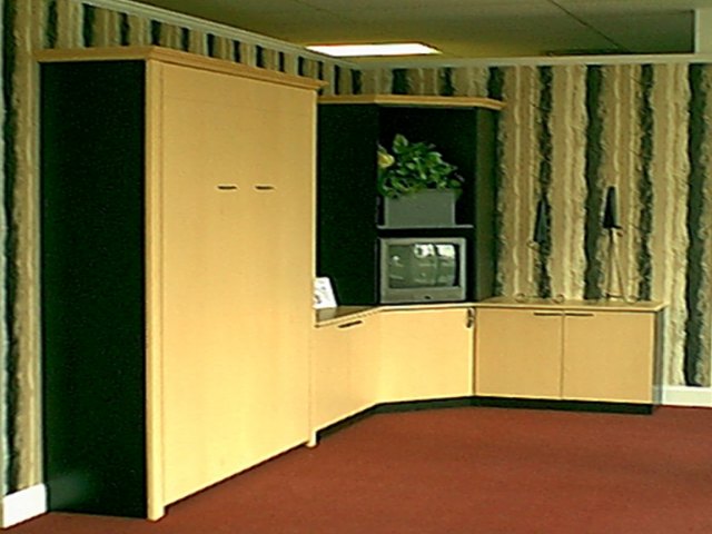 Full Panelbed in the Natural Maple Melamine Door with diagonal cabinetryin corner ($ 4,133.00)