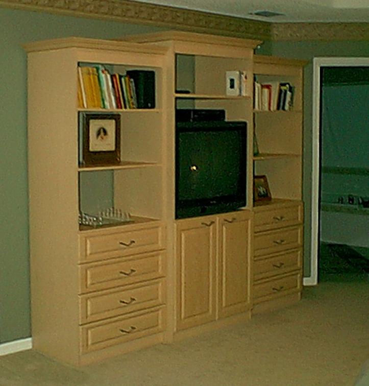 TV Package (Center cabinet for TV 1-B & 2-H style cabinets, in Natural Maple Foil Doors. Total width is 100 inches)