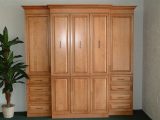 Twin Murphybed Kids Package (Twin size Murphybed with 2-I style cabinets with rope crown molding.  Doors & Molding have brown glaze finish.